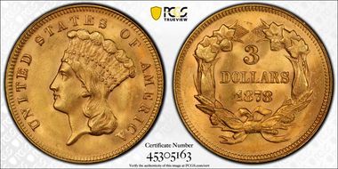 1878 $3 MS64+ 