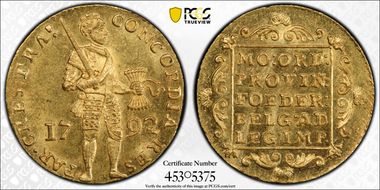 1792 Ducat Fr-285  KM-7  Au MS62