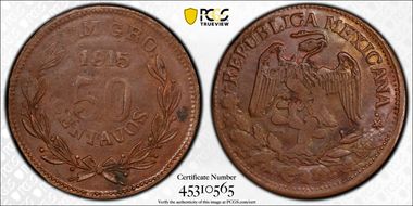 1915CM GRO 50C KM-657 AU58BN