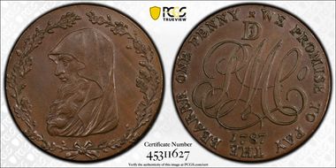 1787 Tk 1D DH-6 Anglesey MS63BN