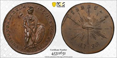 1796 Tk 1/2D DH-514 Middlesex, Skidmore's MS64BN