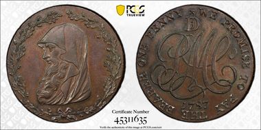 1787 Tk 1D DH-6 Anglesey MS63BN