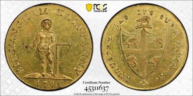 1793 Tk 1/2D DH-50 Warwickshire Birmingham Gilt PR63