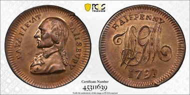 1791 Tk 1/2D DH-12a Wiltshire, Salisbury MS64RB