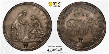 1788 Tk 1/2 Cr DH-1a Warwickshire Birmingham, Silver AU58