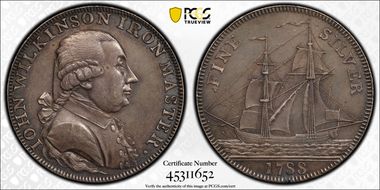 1788 Tk 1/2D DH-337 Warwickshire, Barge Silver MS62