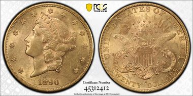 1890-S $20 AU55
