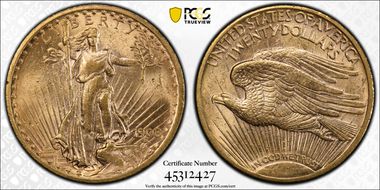 1908 $20 No Motto MS62