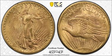 1908 $20 No Motto MS63