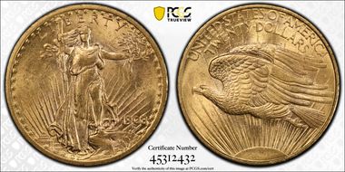 1908 $20 No Motto MS62