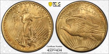 1908 $20 No Motto MS62