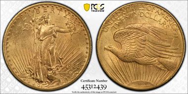 1908 $20 No Motto MS63