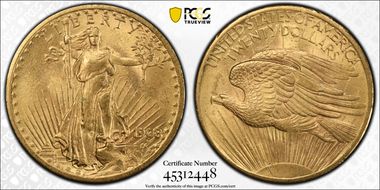 1908 $20 No Motto MS63