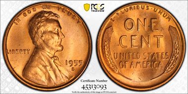 1955-S 1C MS65RD