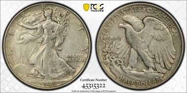 1945 50C Missing Initials, FS-901 XF40