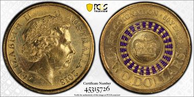 2013 $2 Coronation Colorized MS64