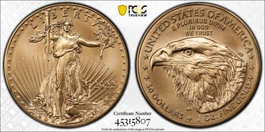 2022 $50 Gold Eagle First Strike MS70