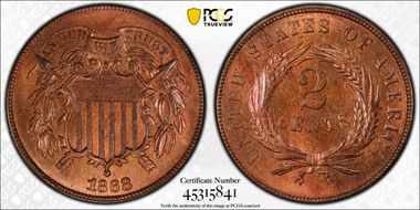 1868 2C MS66RB