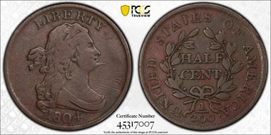 1804 1/2C Spiked Chin F15BN