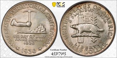 1936 50C Wisconsin MS67