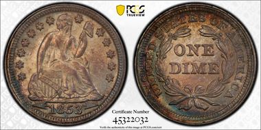 1853 10C Arrows MS65