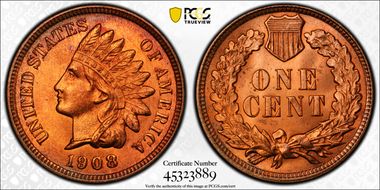 1908 1C MS65RD