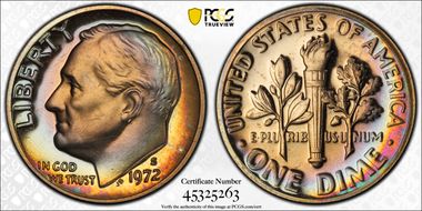 1972-S 10C PR67CAM