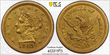 1843-O $2.50 Large Date XF45