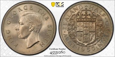 1950 1/2 Cr K.G. Close to Diamond MS64