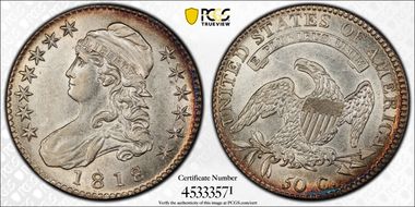 1818/7 50C O-101, Large 8 AU55