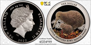 2022 $1 Apteryx Owenii Kiwi Colorized PR69DCAM
