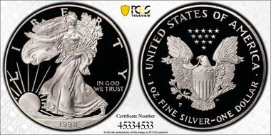 1998-P $1 Silver Eagle PR69DCAM