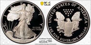 1992-S $1 Silver Eagle PR69DCAM