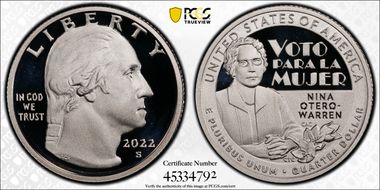2022-S 25C Nina Otero-Warren-Silver First Strike PR70DCAM