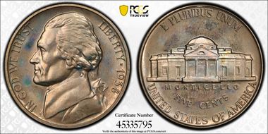 1938 5C Re-Engraved Obv Design FS-402 PR66