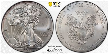 2014-W $1 Burnished Silver Eagle First Strike SP69