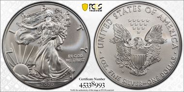 2020-W $1 Burnished Silver Eagle First Strike SP70