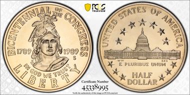 1989-S 50C Congress PR68DCAM