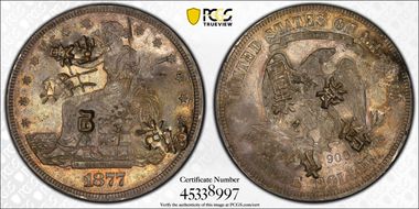 1877-S T$1 Chopmarked XF45