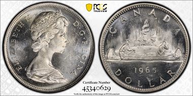 1965 S$1 Type 3 Lg Beads, Bl 5 MS63
