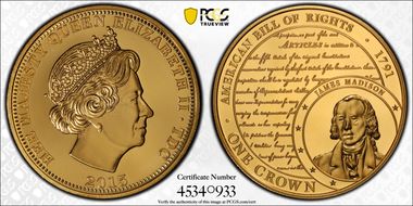 2015 Crown James Madison Gilt Cu PR69DCAM