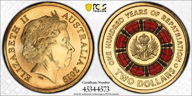 2019-C $2 100 Years of Repatriation Colorized MS68