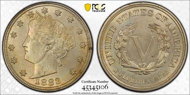 1883 5C No CENTS MS63