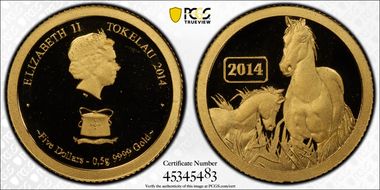 2014 $5 Year of the Horse Gold PR69DCAM