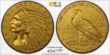 1908 $5 Indian N1