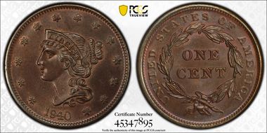 1840 1C Large Date MS63BN