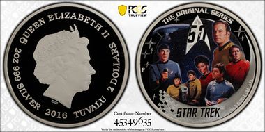 2016-P $2 Star Trek 50th Ann. U.S.S Enterprise NCC-1701 Crew PR70DCAM