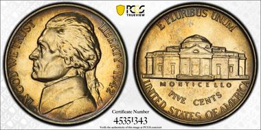 1942 5C Nickel PR65