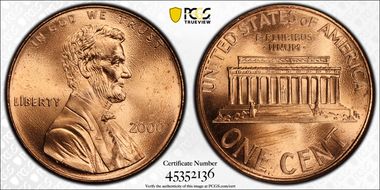 2000 1C "Cheerios" Cent MS66RD