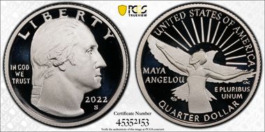 2022-S 25C Maya Angelou-Silver First Strike PR70DCAM